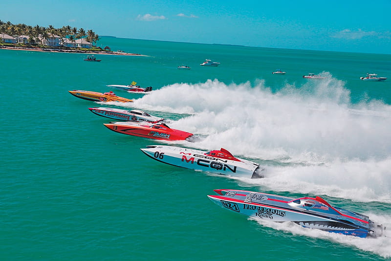 powerboat race, water, race, powerboat, ocean, HD wallpaper