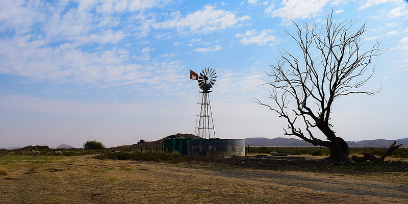 Windmill, karoo, southafrica, wind-pump, HD wallpaper