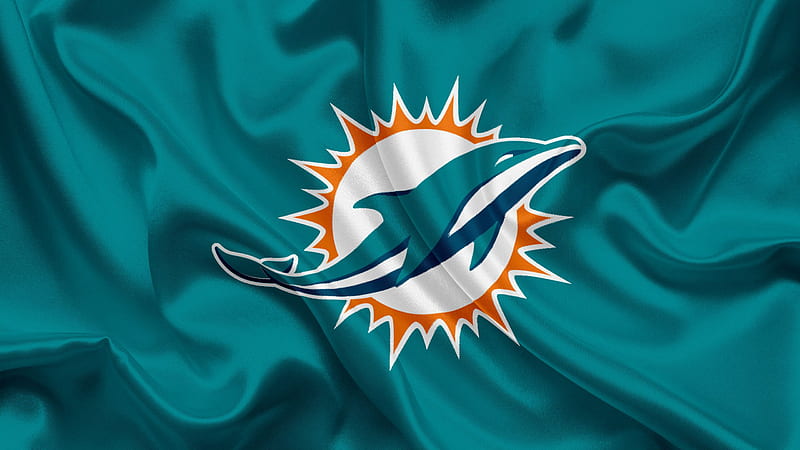 Miami Dolphins Logo In Blue Satin Texture Background Miami Dolphins, HD wallpaper
