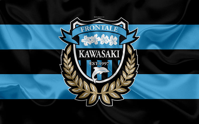Kawasaki Frontale, FC Japanese football club, logo, emblem, J-League, football, Kawasaki, Kanagawa, japan, silk flag, League Division 1, Japan Football Championship, HD wallpaper