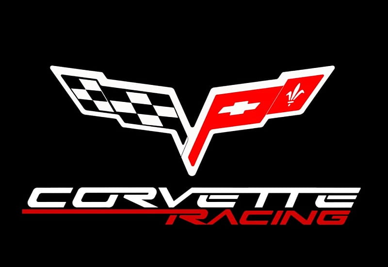Corvette Racing, racing, crossed flags, corvette emblem, chevrolet, HD wallpaper