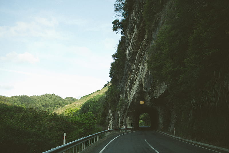 road beside mountain with tunnel, HD wallpaper