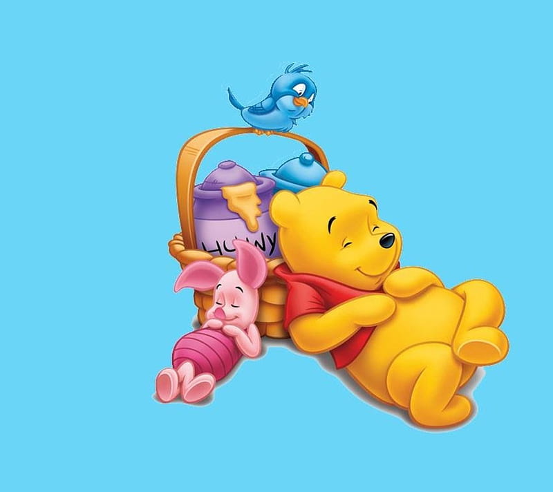 Winnie The Pooh, bird, cartoons, piglet, HD wallpaper