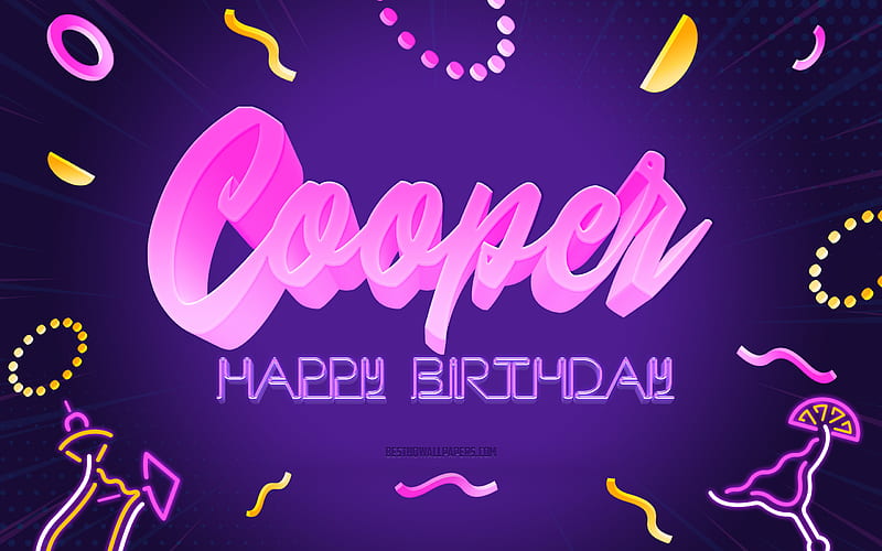 Happy Birtay Cooper Purple Party Background, Cooper, creative art, Happy Cooper birtay, Cooper name, Cooper Birtay, Birtay Party Background, HD wallpaper