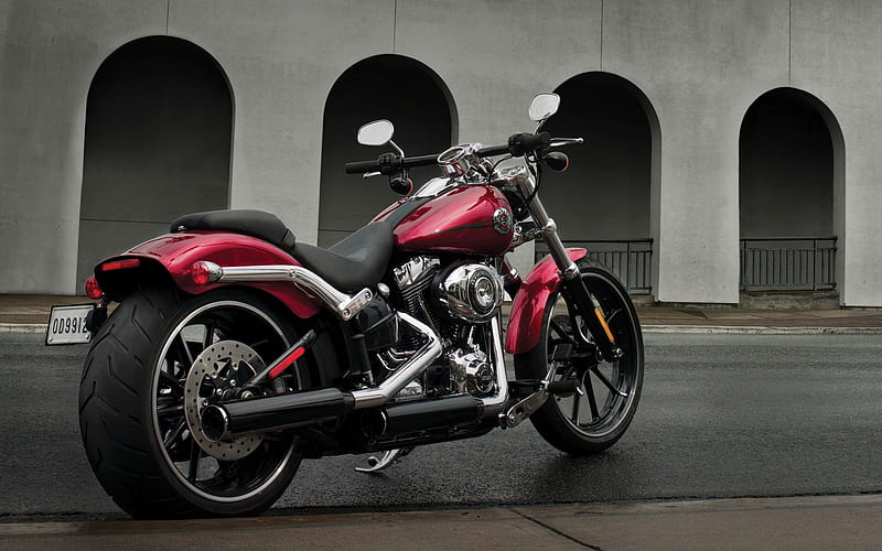 Harley-Davidson, Softail Breakout, FXSB, red luxury motorcycle, rear view, American motorcycles, HD wallpaper