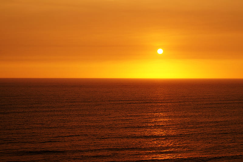 sunset, sun, glare, water, waves, HD wallpaper