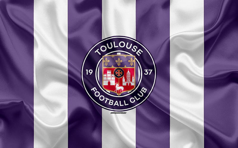 Toulouse FC, new logo french football club, new emblem, silk flag, France, football, HD wallpaper