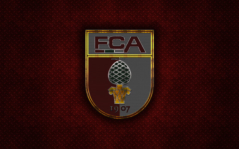 FC Augsburg, German football club, red metal texture, metal logo, emblem, Augsburg, Germany, Bundesliga, creative art, football, HD wallpaper