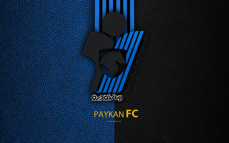 Paykan FC logo, leather texture, Iranian football club, emblem, blue black lines, Persian Gulf Pro League, Goos, Iran, football, HD wallpaper