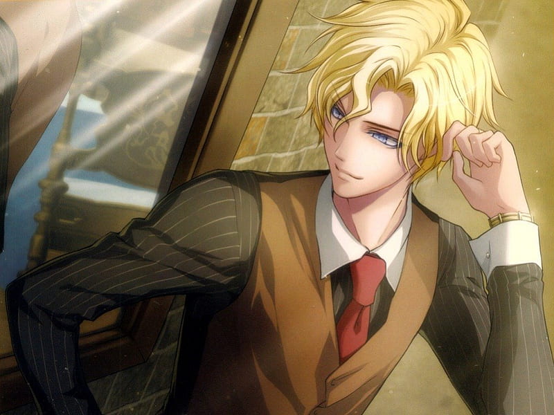 Am I Hadsome Or What...., Blonde Hair, Handsome, Boy, Anime, Noel, Short Hair, Cute, Purple eyes, Wand Of fortune, HD wallpaper