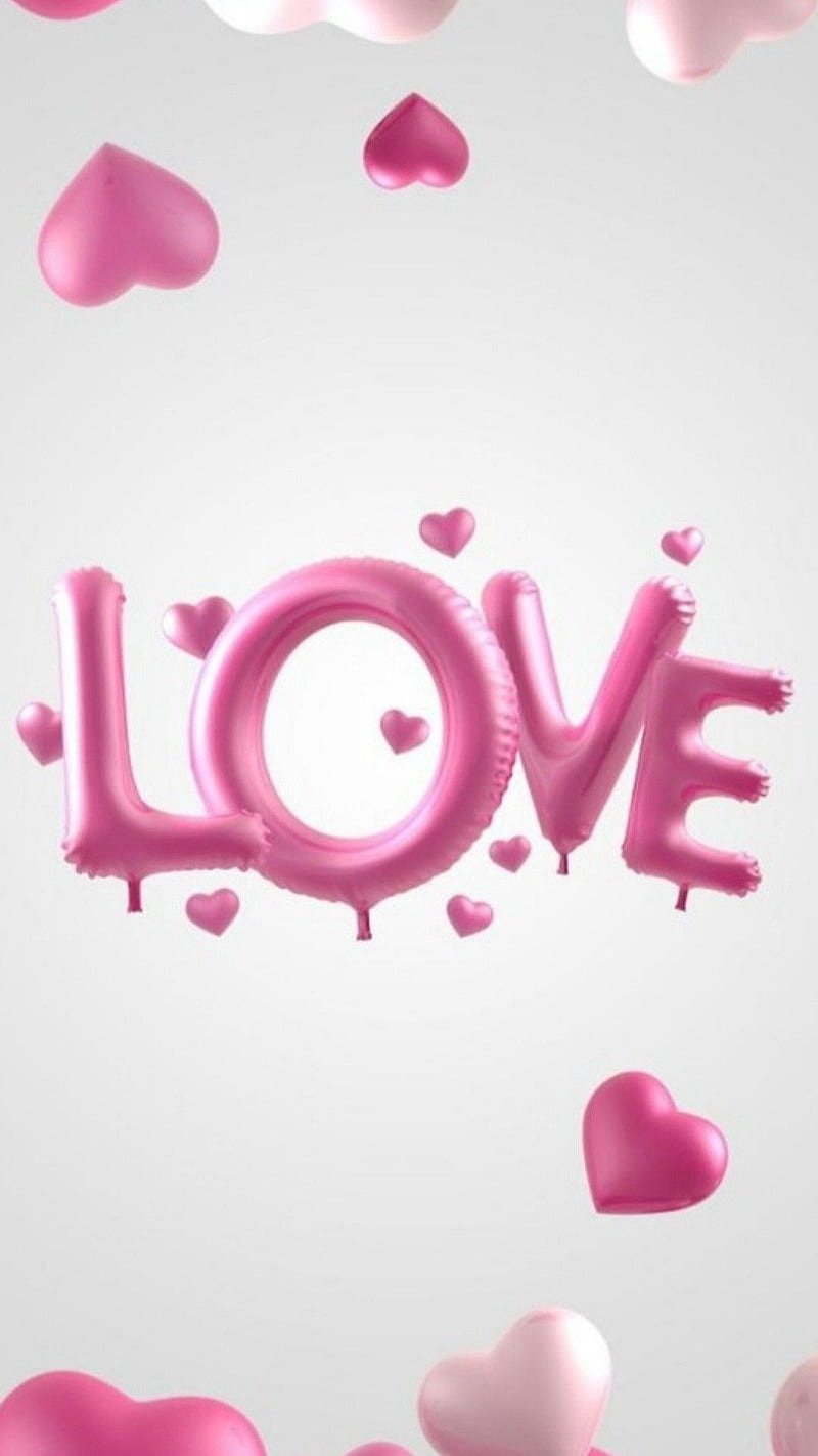 Love Heart , balloon, pink, background, bonito, HD phone wallpaper