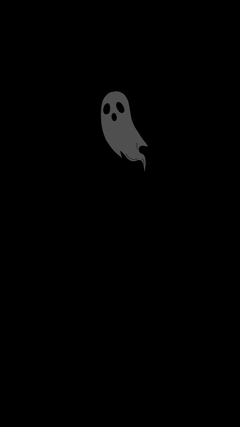 little ghost, Halloween, amoled, black, dark, death, ghosts, happy halloween, scary, simple, HD phone wallpaper