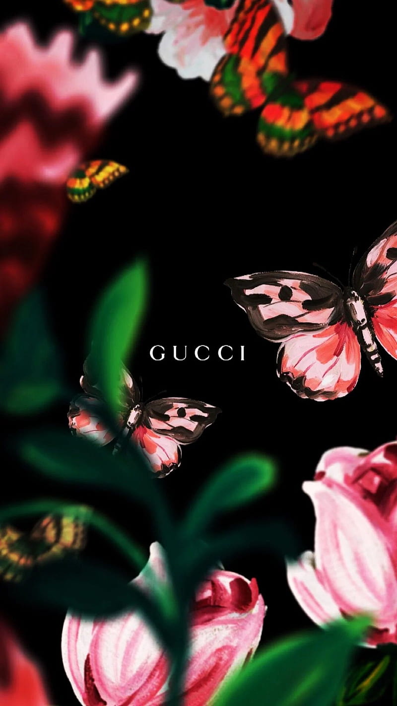 Gucci, brand, flowers, logo, pretty, HD phone wallpaper