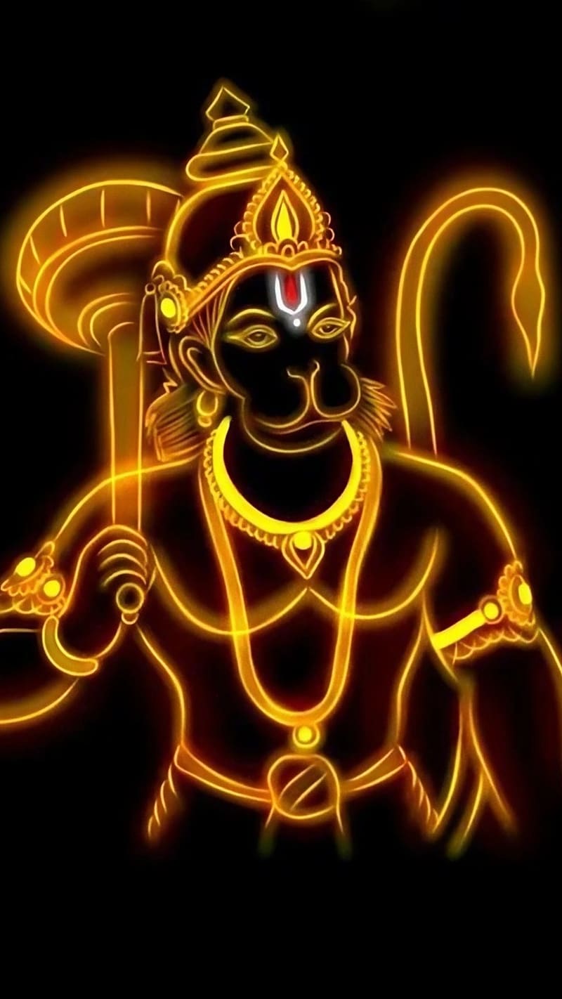 Sri Anjaneya , Black Background, lord hanuman, god, HD phone wallpaper