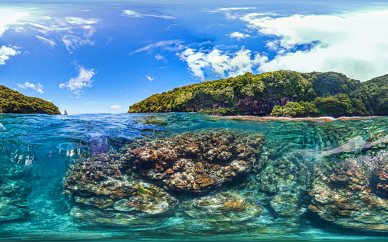 American Samoa underwater world, coral reefs, paradise, ocean, USA, beautiful nature, America, R, HD wallpaper