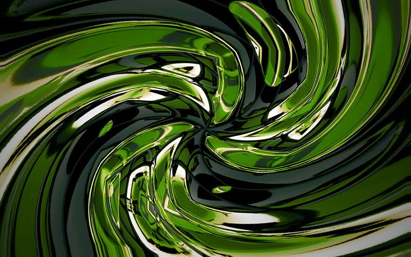 Glass - warm green spin, glass, 3D abstract, warm green, HD wallpaper