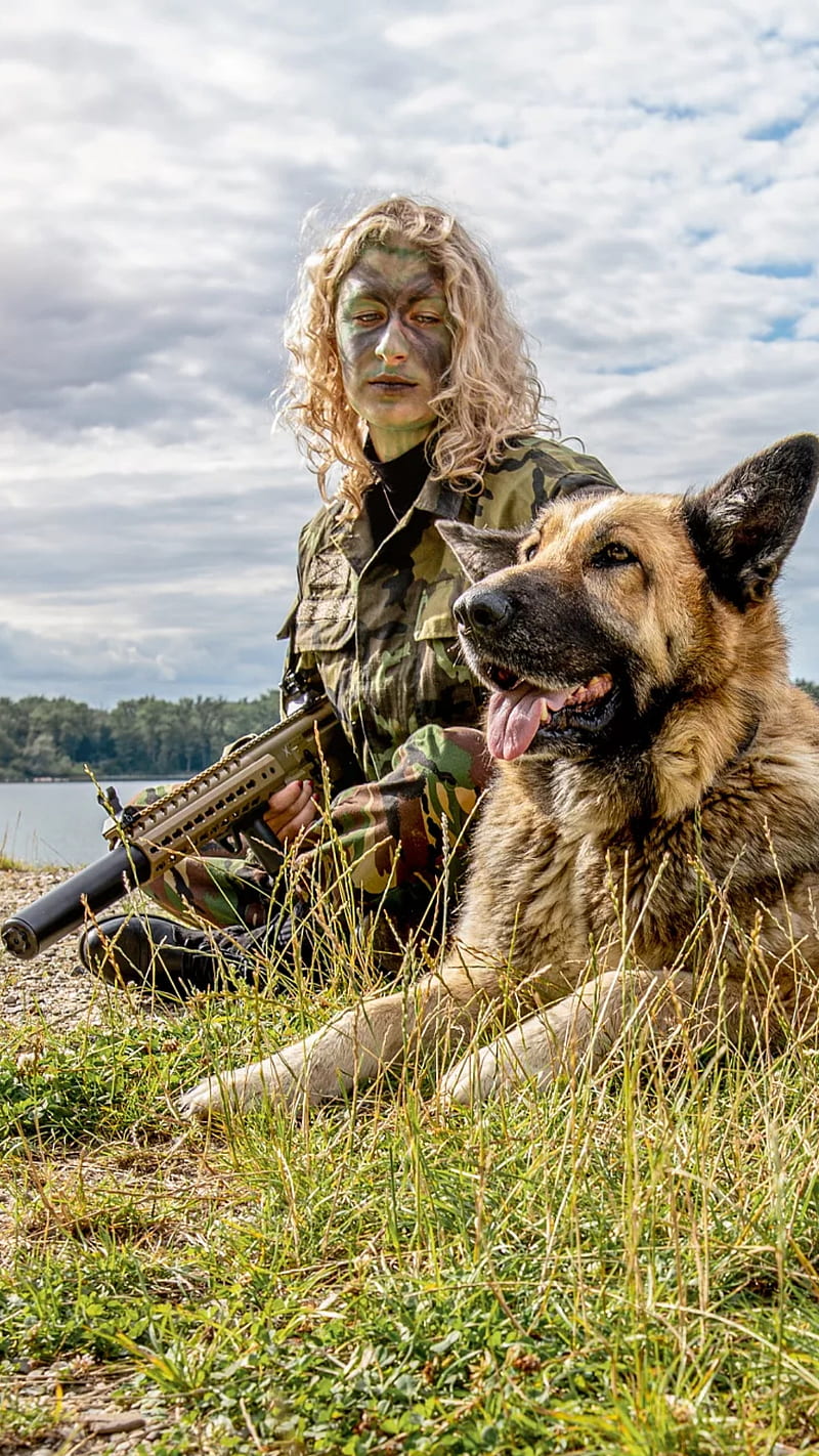 HD dog with gun wallpapers | Peakpx