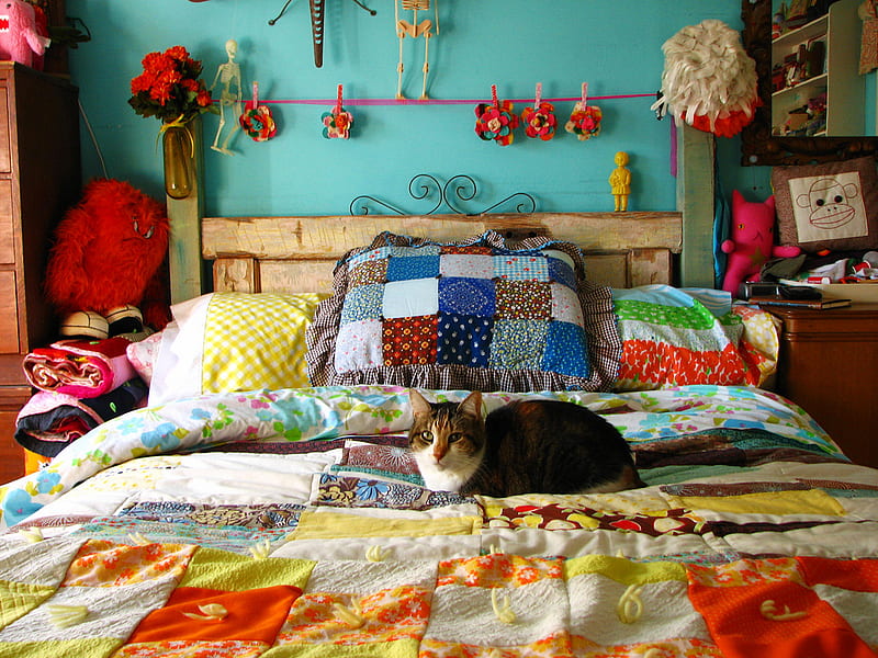 The january bed, bonito, house, bed, vintage, HD wallpaper The january bed, bonito, house, bed, vintage, HD wallpaper