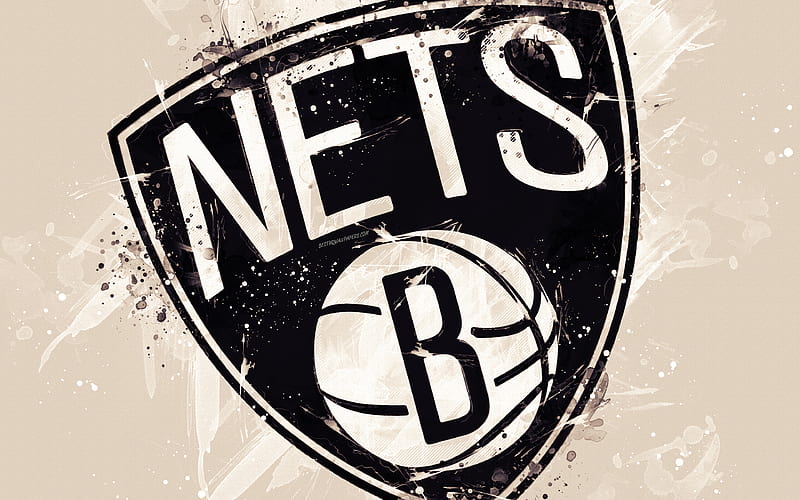 Brooklyn Nets grunge art, logo, american basketball club, white grunge background, paint splashes, NBA, emblem, Brooklyn, New York, USA, basketball, Eastern Conference, National Basketball Association, HD wallpaper