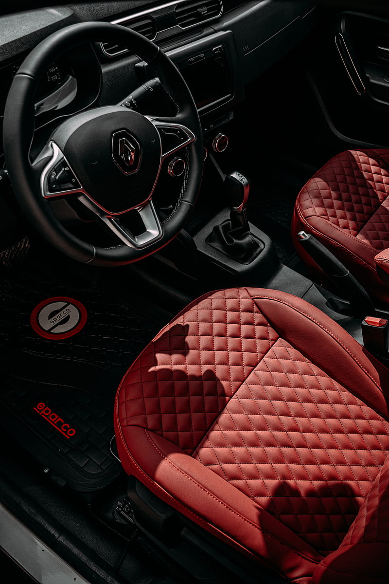red and black bmw car steering wheel, HD phone wallpaper