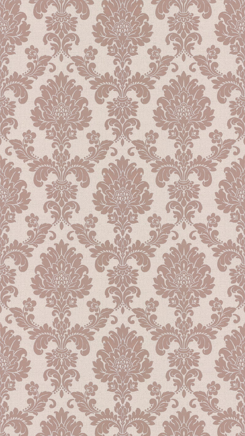 damask, rose, gold, pink, pattern, vintage, desenho, brown, floral, HD phone wallpaper
