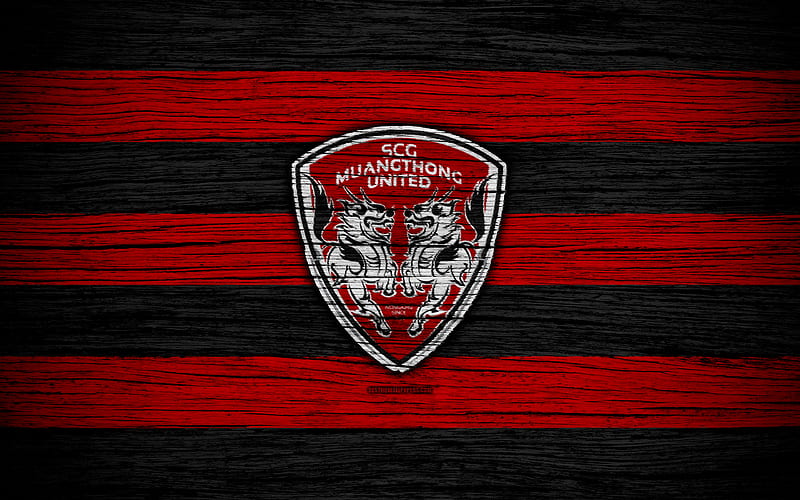 Muangthong United FC Thai League 1, soccer, football club, Thailand, Muangthong United, logo, wooden texture, FC Muangthong United, HD wallpaper