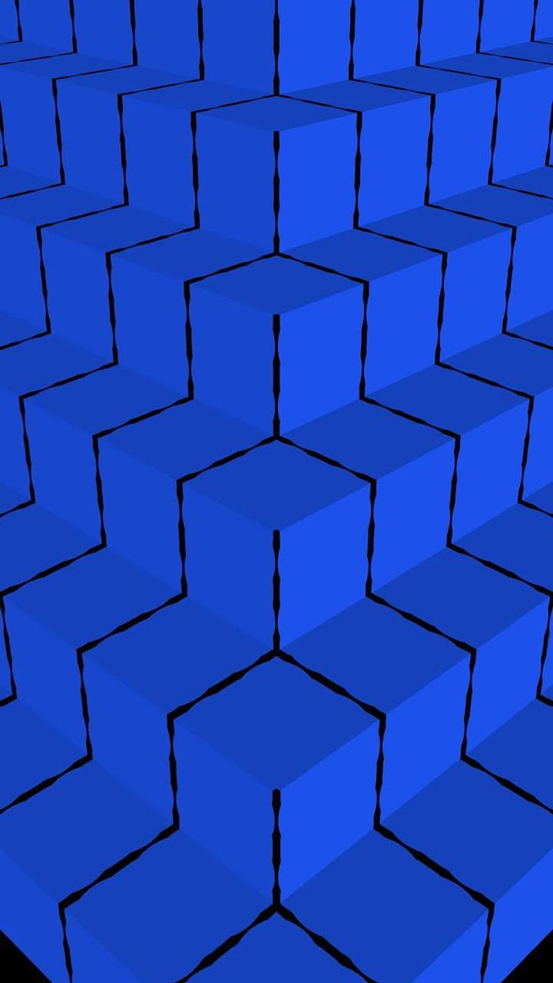 Blue- Black Steps 8, blue, pyramid, HD phone wallpaper