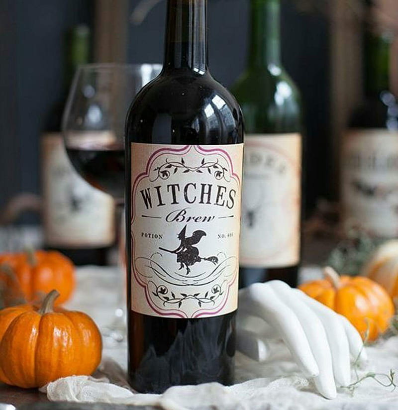 Witches Brew, wine, bottle, witch, drink, liquor, bottles, HD phone wallpaper