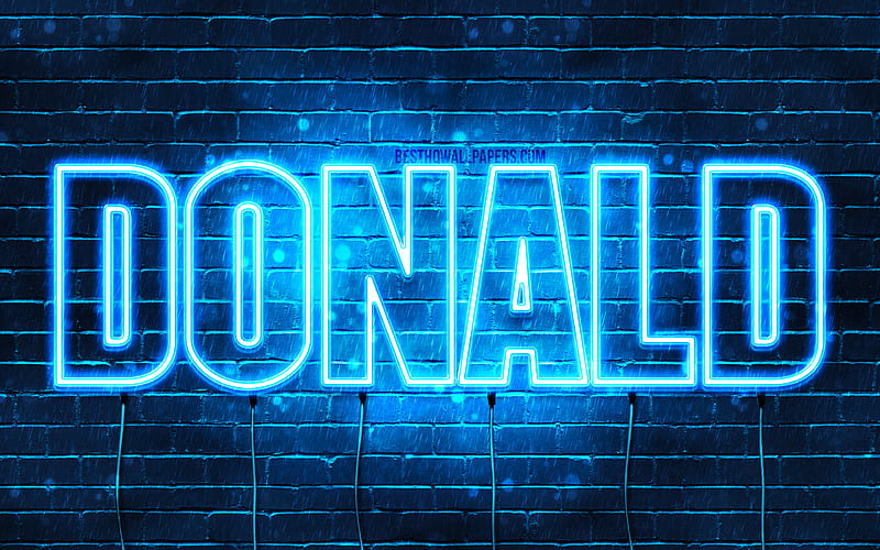 Donald with names, horizontal text, Donald name, blue neon lights, with Donald name, HD wallpaper