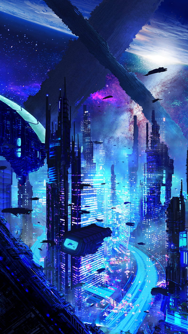 Future City, fantastic, sci fi, futurism, blue, fantasy, HD phone wallpaper  | Peakpx