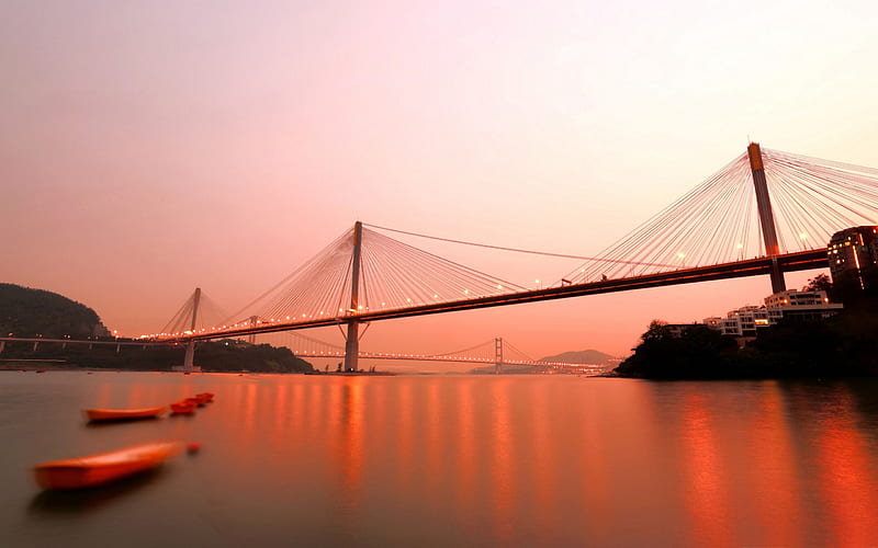 Red Bridge Hong Kong- R, HD wallpaper