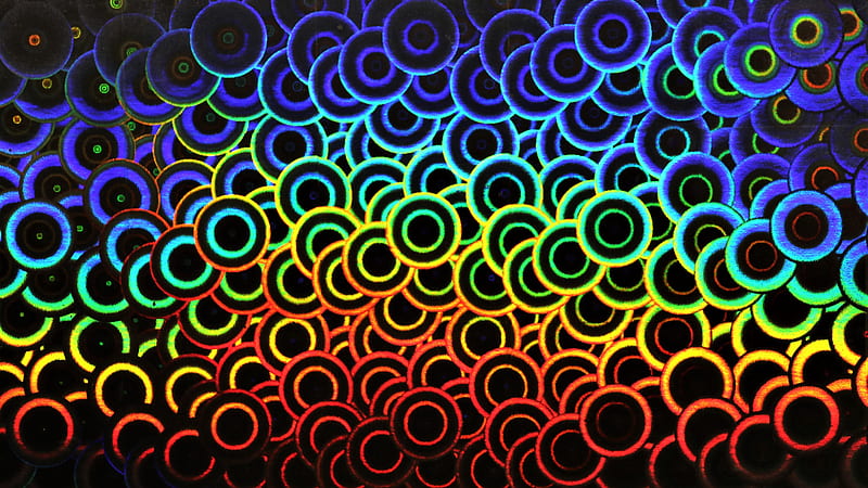 Colorful Neon Circles Abstraction Abstract, HD wallpaper