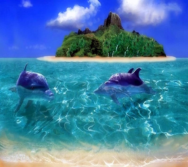 Underwater Delfine, delfine, underwater, HD wallpaper