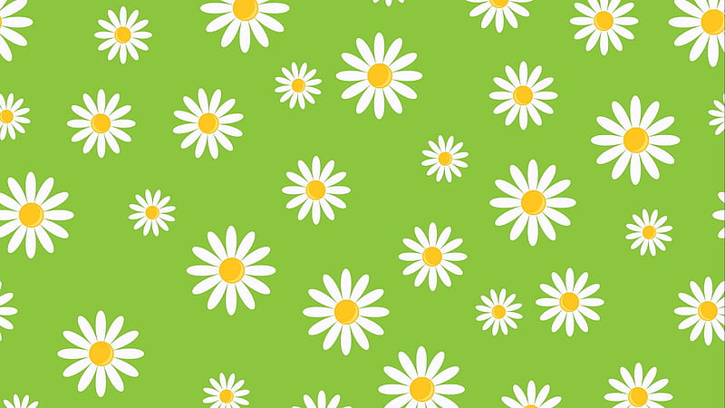 Texture, karen arnold, chammomile, yellow, flower, white, daisy, pattern, green, paper, HD wallpaper