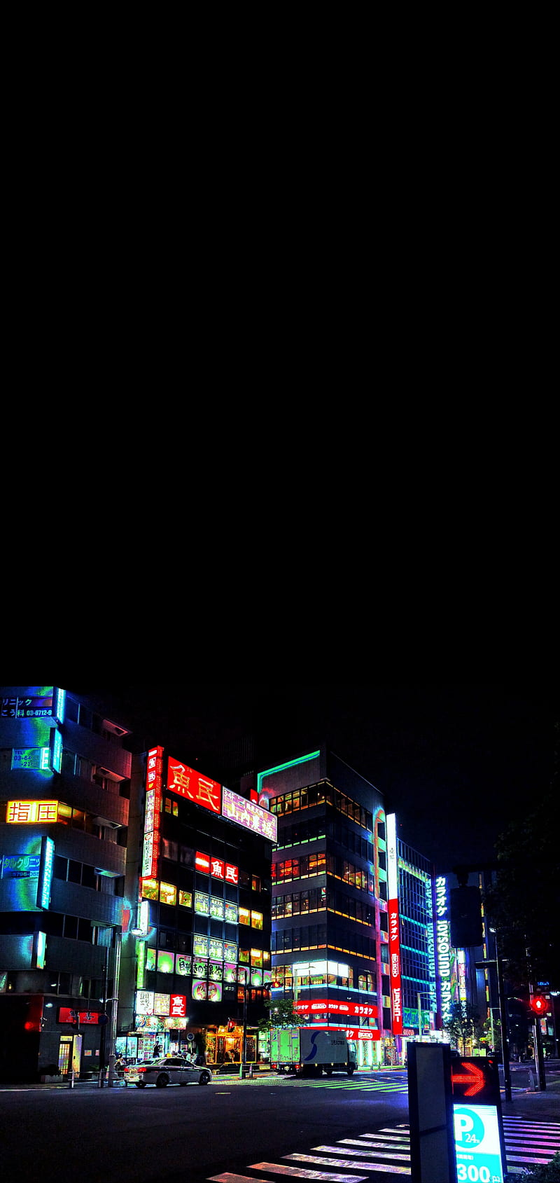OLED Tokyo, city, dark, homescreen, ios, iphone 11 pro, lockscreen, night, oled, HD phone wallpaper