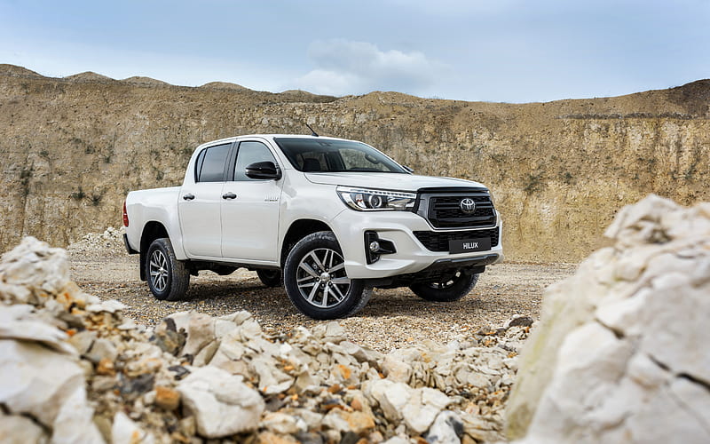 Toyota Hilux, Special Edition, 2019, front view, new white Hilux, pickup truck, Toyota, HD wallpaper