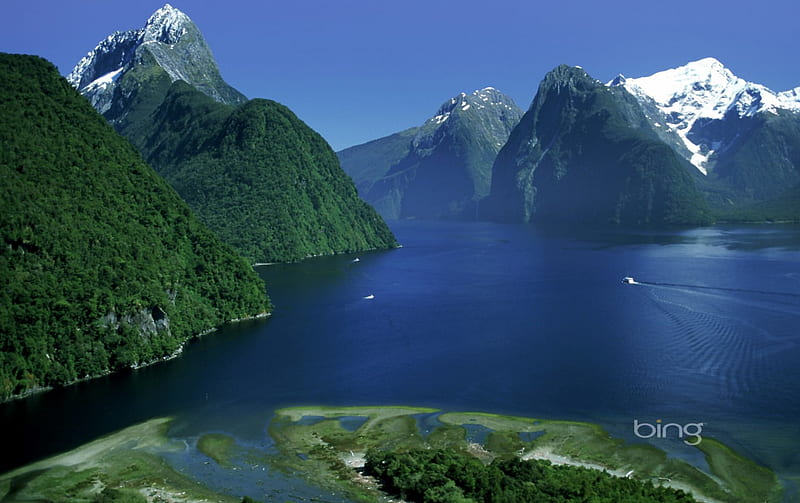 The best of the best of Bing - Milford Sound, bing, sound, snow, mountains, windows7theme, milford, lake, HD wallpaper