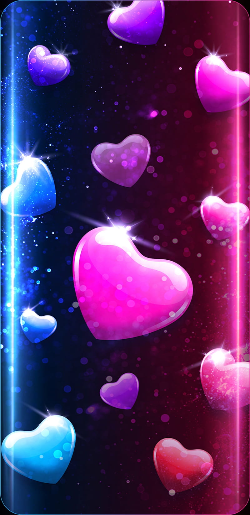 PinkBlueHearts, bonito, blue, girly, heart, corazones, love, pink, pretty, purple, sparkle, HD phone wallpaper