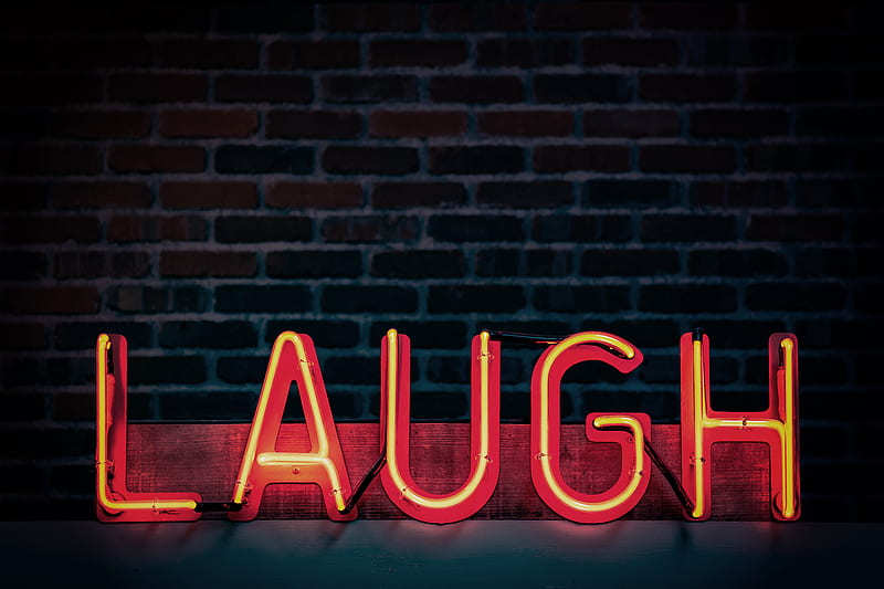 Laugh neon signage, HD wallpaper