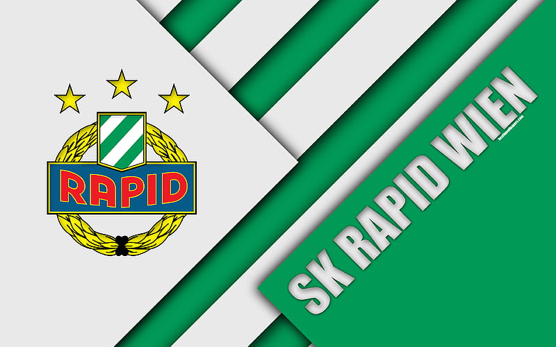 SK Rapid Wien, Austrian football club material design, green white abstraction, Austrian Football Bundesliga, Vienna, Austria, football, Rapid Vienna, HD wallpaper