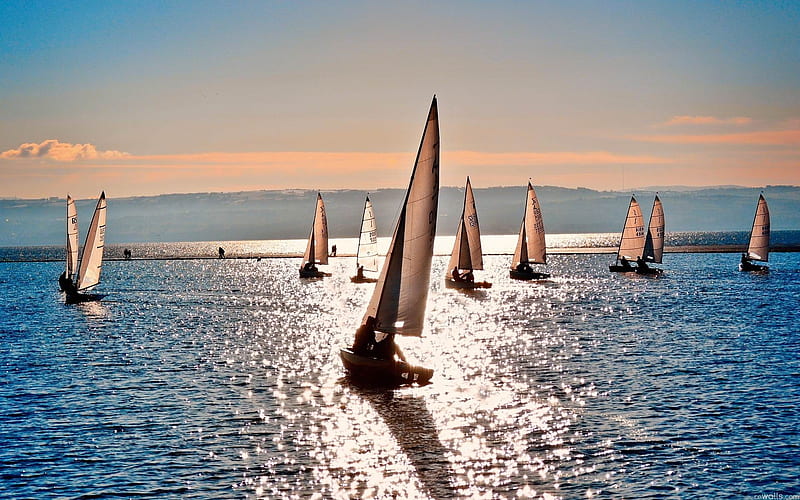 sea sailing vessels sun-s, HD wallpaper