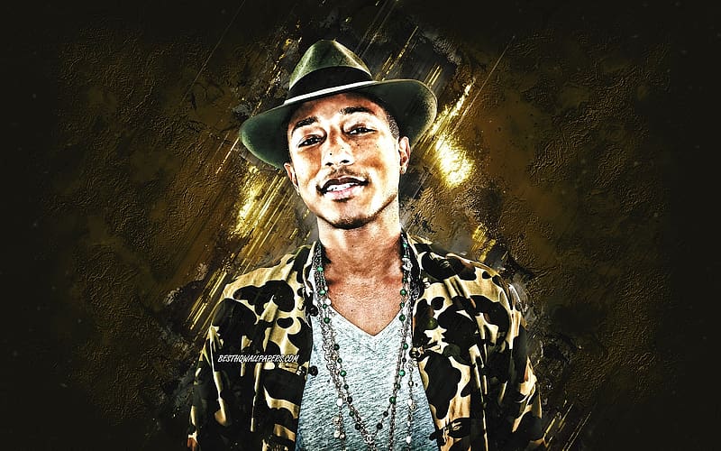 Pharrell Williams American Rapper Portrait American Singer Golden Stone Background, celebrities, people, rapper, chanteur, american singer, portrait, singer, american, music, pharrell williams, golden stone, background, HD wallpaper