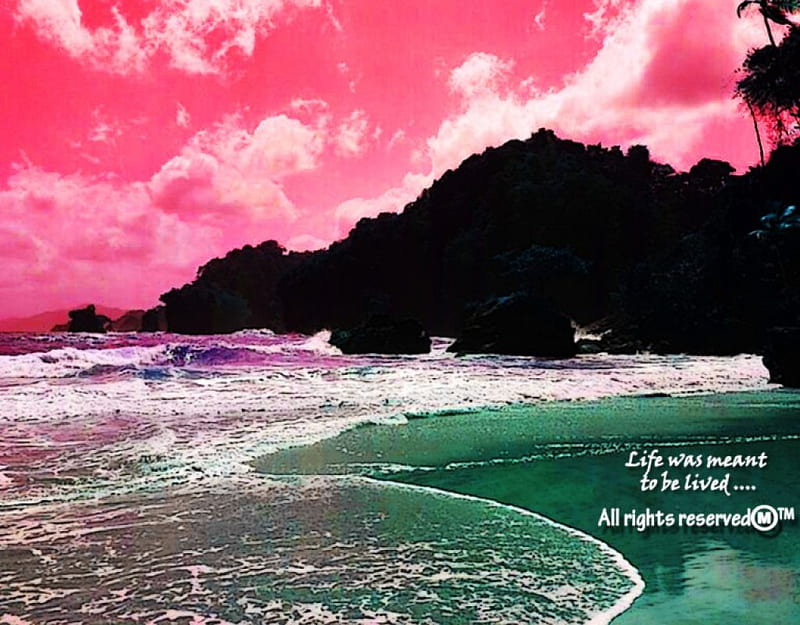 Imagine my World, skies, waters, oceans, mountains, nature, waves, pink, HD  wallpaper | Peakpx