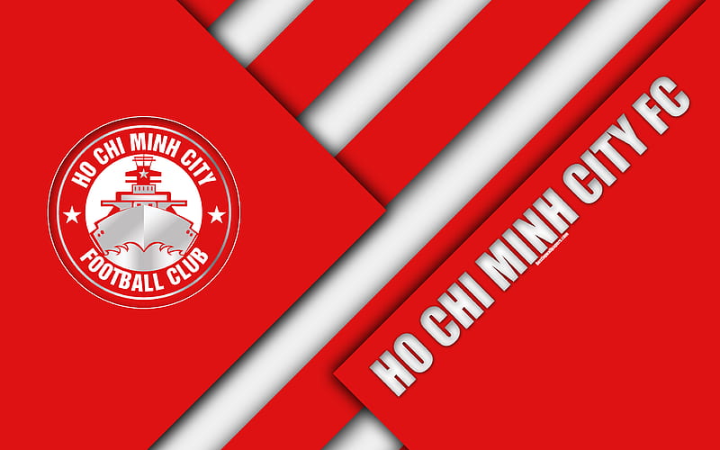 Ho Chi Minh City FC material design, logo, red white abstraction, Vietnamese football club, V-League 1, Ho Chi Minh City, Vietnam, football, HD wallpaper