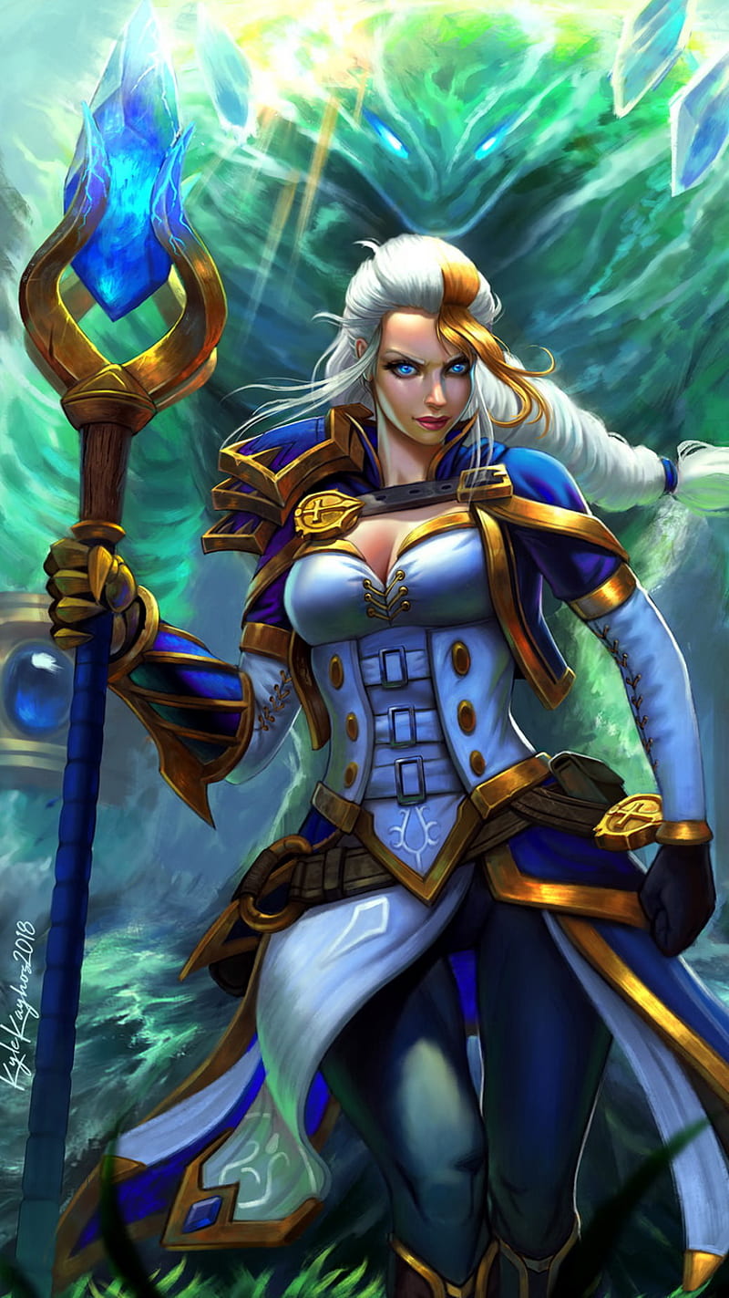 Jaina Proudmoore, admirable, art, attractive, awesome, colors, desenho, landscape, painting, stylish, HD phone wallpaper