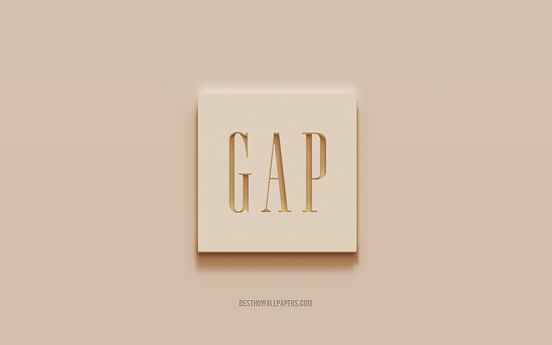 Gap logo, brown plaster background, Gap 3d logo, brands, Gap emblem, 3d art, Gap, HD wallpaper