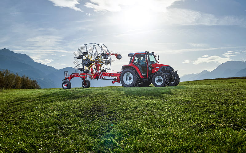 Lindner Lintrac 75 LS, R, picking grass, 2013 tractors, red tractor, agricultural machinery, agriculture, Lindner, HD wallpaper