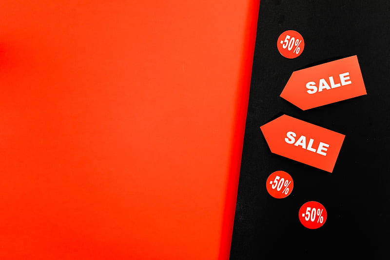 A Red Sale Tags on Red and Black Background, HD wallpaper