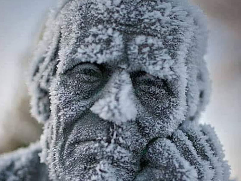 Old man, cold, frost, winter, HD wallpaper