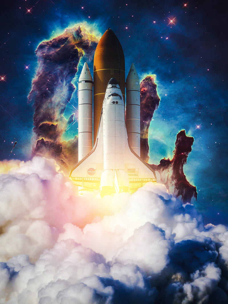 Rocket Launch Nebula, GEN_Z__, Rocket, art hop, collage, digital ...